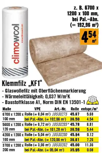 Hornbach Klemmfilz „KF1 Angebot