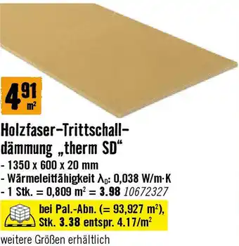 Hornbach Holzfaser-Trittschall- dämmung „therm SD Angebot