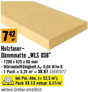 Hornbach Holzfaser- Dämmmatte „WLS 038 Angebot