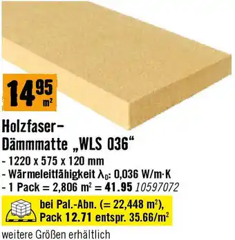 Hornbach Holzfaser- Dämmmatte „WLS 036 Angebot