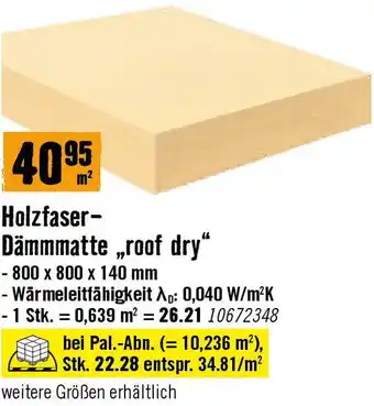 Hornbach Holzfaser- Dämmmatte „roof dry Angebot