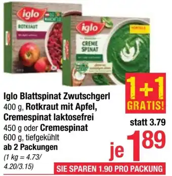 Maximarkt Iglo Blattspinat Zwutschgerl , Rotkraut mit Apfel, Cremespinat laktosefrei  oder Cremespinat Angebot