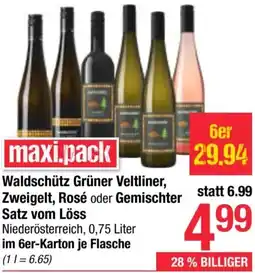 Maximarkt Waldschütz Grüner Veltliner, Zweigelt, Rosé oder Gemischter Satz vom Löss Angebot