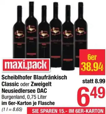 Maximarkt Scheiblhofer Blaufränkisch Classic oder Zweigelt Neusiedlersee DAC Angebot