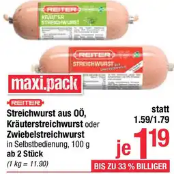 Maximarkt Streichwurst aus OÖ, Kräuterstreichwurst oder Zwiebelstreichwurst Angebot