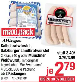 Maximarkt Kalbsbratwürstel Salzburger Landbratwürsteloder Münchner Angebot