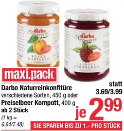 Maximarkt Naturreinkonfitüre oder Preiselbeer Kompott, Angebot