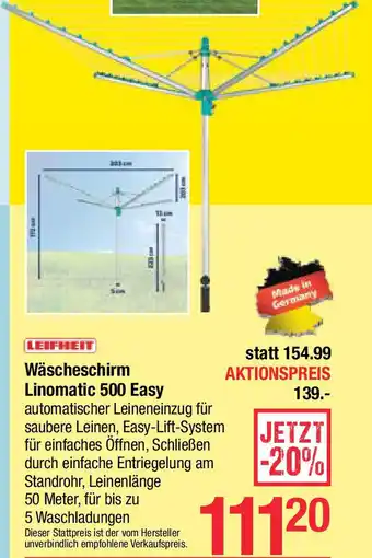 Maximarkt Wäscheschirm Linomatic Angebot