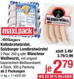 Maximarkt Kalbsbratwürstel, Salzburger Landbratwürstel oder Münchner Angebot