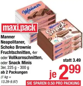 Maximarkt Neapolitaner, Schoko Brownie Fruchtschnitten, oder Vollkornschnitten, oder Snack Minis Angebot