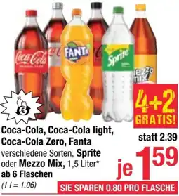 Maximarkt Coca-Cola, Coca-Cola light, Coca-Cola Zero, Fanta verschiedene Sorten, Sprite oder Mezzo Mix Angebot