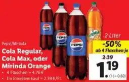 Lidl Cola Regular, Cola Max, oder Mirinda Orange Angebot