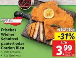 Lidl Frisches Wiener Schnitzel paniert oder Cordon Bleu Angebot