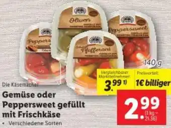 Lidl Gemüse oder Peppersweet gefüllt mit Frischkäse Angebot