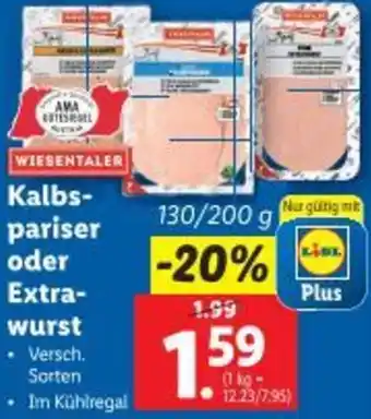 Lidl Kalbs- pariser oder Extra- wurst Angebot