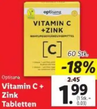 Lidl Vitamin C + Zink Tabletten Angebot