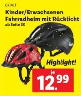 Lidl Kinder/Erwachsenen/ Fahrradhelm mit Rücklicht Angebot