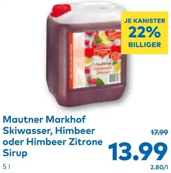 T&G Skiwasser, Himbeer oder Himbeer Zitrone Sirup Angebot