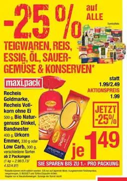 Maximarkt Voll- korn ohne Ei , Bio Natur- genuss Dinkel Angebot