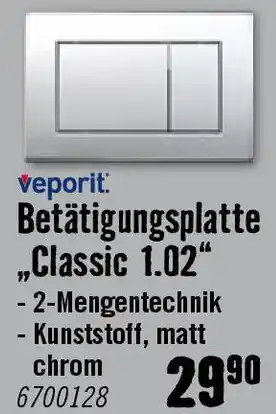 Hornbach Betätigungsplatte „Classic 1.02" Angebot