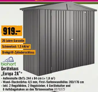 Hornbach Gerätehaus Europa 2A Angebot