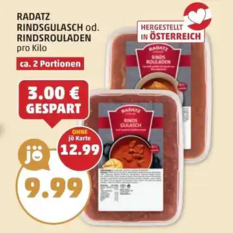 PENNY Radatz rindsgulasch od. rindsrouladen Angebot