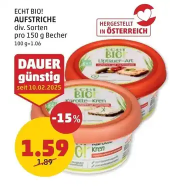 PENNY ECHT BIO! Aufstriche Angebot