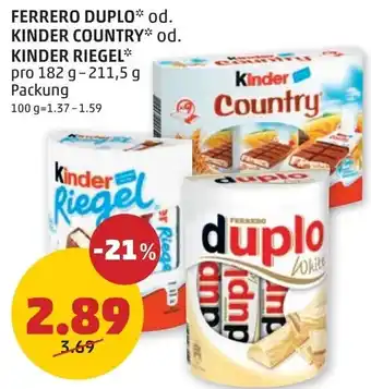 PENNY Ferrero duplo* od. kinder country* od. kinder riegel Angebot