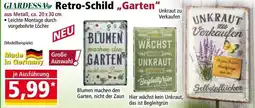 Norma Giardessa retro-schild „garten Angebot