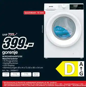 Media Markt W3D2A854ADPS/DE Waschtrockner Angebot