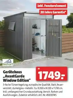 Hagebau Gerätehaus AvantGarde Window Edition Angebot