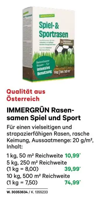 BayWa Immergrün rasen- samen spiel und sport Angebot