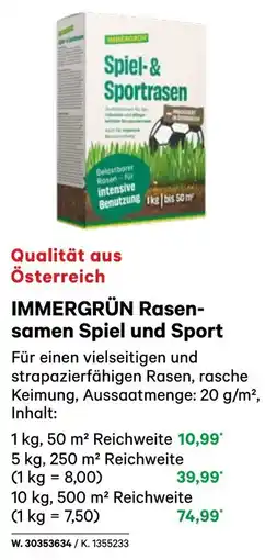 BayWa Immergrün rasen- samen spiel und sport Angebot