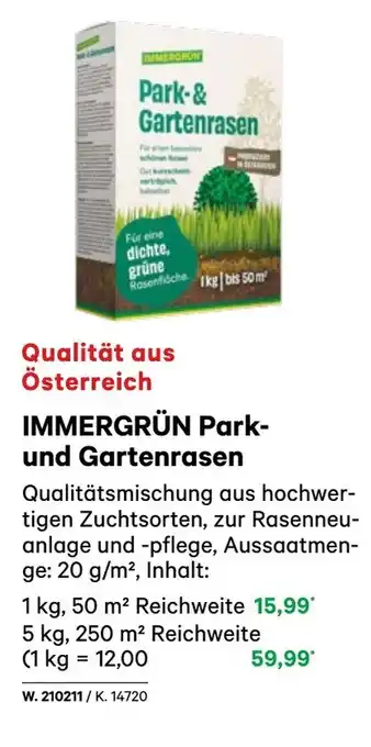 BayWa Immergrün park- und gartenrasen Angebot