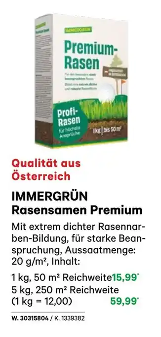 BayWa Immergrün rasensamen premium Angebot