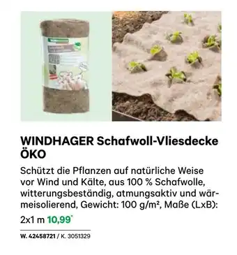 BayWa Windhager schafwoll-vliesdecke öko Angebot