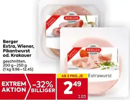 Billa Extra, Wiener, Pikantwurst od. Krakauer Angebot