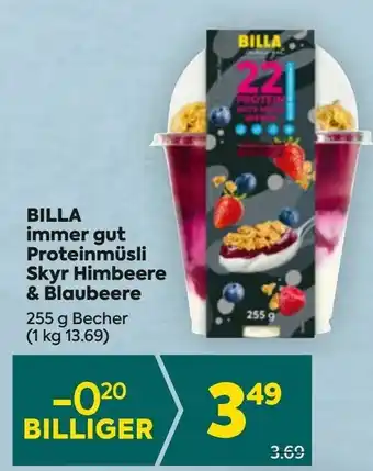 Billa Billa immer gut Proteinmüsli Skyr Himbeere & Blaubeere Angebot