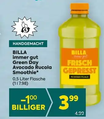 Billa Billa immer gut Green Day Avocado Rucola Smoothie Angebot