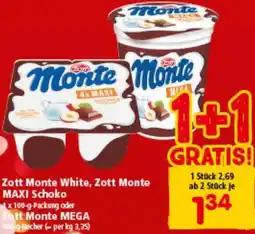 Interspar Monte White, Zott Monte, MAXI Schoko Angebot