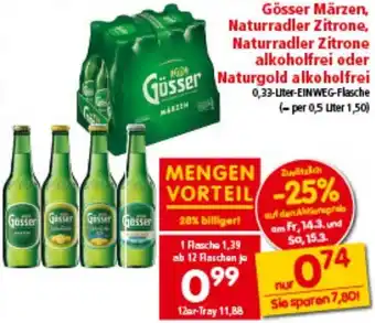 Interspar Gösser märzen, naturradler zitrone, alkoholfrei oder Naturgold alkoholfrei Angebot