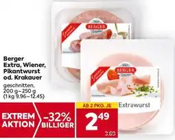 Billa Extra, Wiener, Pikantwurst od. Krakauer Angebot