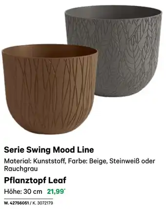 BayWa Serie Swing Mood Line Pflanztopf Leaf Angebot