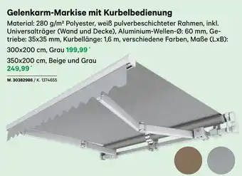 BayWa Gelenkarm-Markise mit Kurbelbedienung Angebot