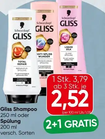 Spar Schwarzkopf Gliss Kur Shampoo Angebot