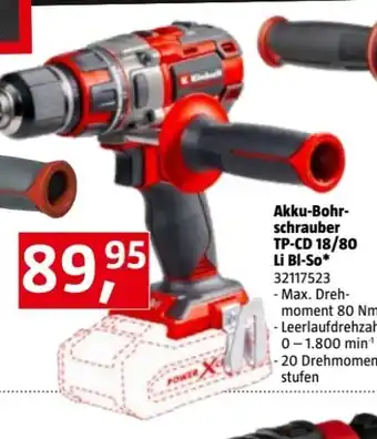 Bauhaus Einhell Akku-Bohrschrauber TP-CD 18/80 Li BL Solo Angebot