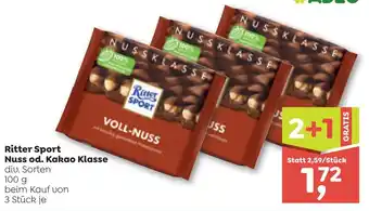 ADEG Ritter Sport Nuss od. Kakao Klasse Angebot