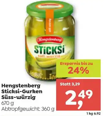 ADEG Hengstenberg Sticksi-Gurken Süss-würzig Angebot