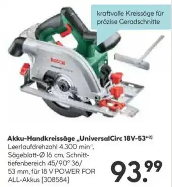 Hellweg Akku-Handkreissäge Universal Circ 18V-5342 Angebot