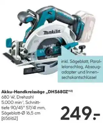 Hellweg Akku-Handkreissäge DHS680Z Angebot